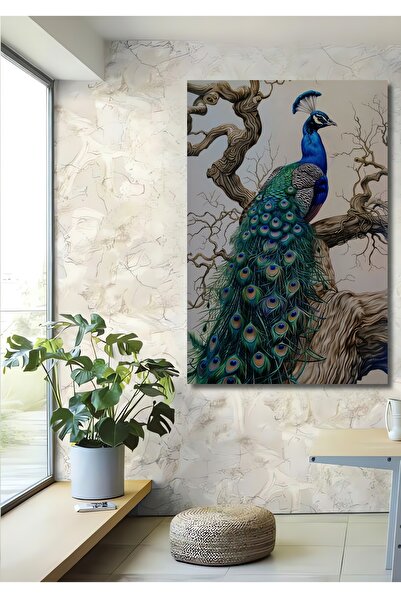 Teona Ahşap Gururlu Tavus Kuşu Ahşap MDF Dekoratif Ev/İşyeri Duvar Tablo Dikd...