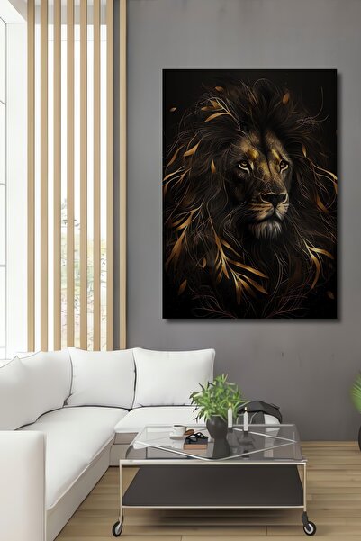 Teona Ahşap Aslan Görkemli Ξύλινο Διακοσμητικό Έργο Ζωγραφικής Τοίχου από MDF...