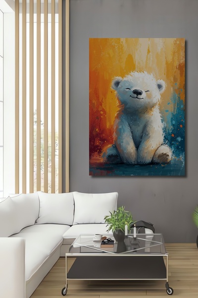 Teona Ahşap Pictură decorativă din lemn MDF cu urs polar fericit pentru peret...