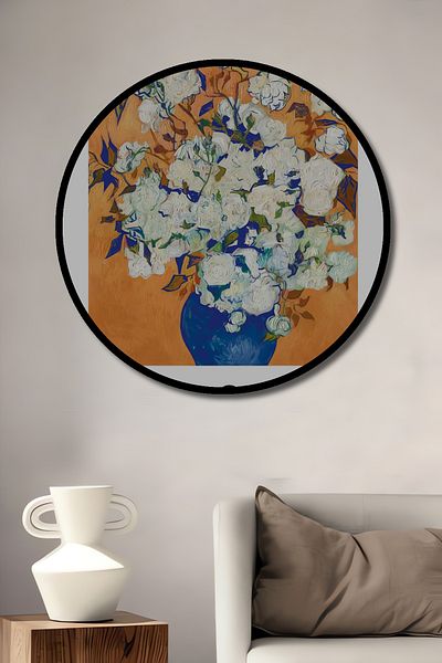 Teona Ahşap Van Gogh Roses Wood Mdf Decorative Home/Workplace Wall Painting Round Home/Workplace Wall Painting
