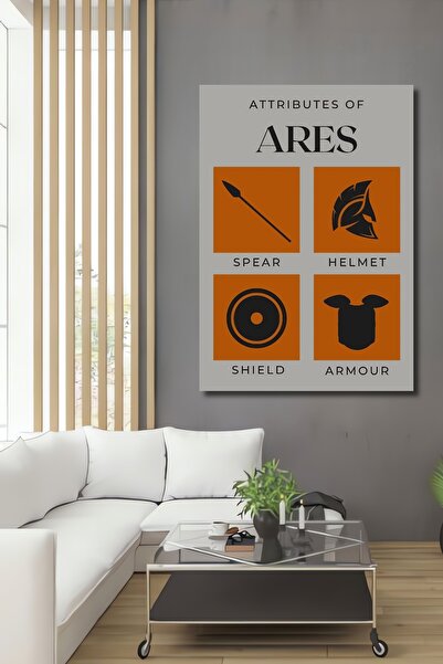 Teona Ahşap Atributele lui Ares, zeul războiului, pictură decorativă din lemn MDF, pictură dreptunghiulară