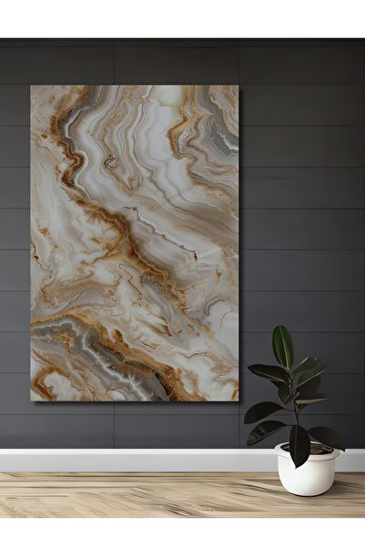Teona Ahşap Mermer Desenli Dekoratif Ahşap MDF Ev/İşyeri Duvar Tablo Dikdörtg...