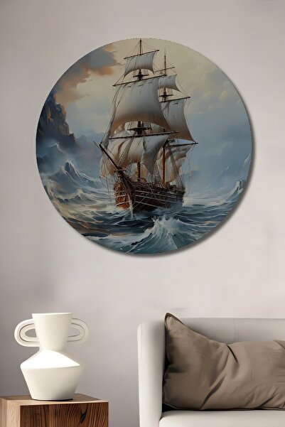 Teona Ahşap Navă legendară în mări tempestuoase Pictură decorativă din lemn M...