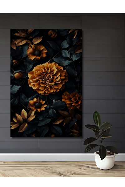 Teona Ahşap Buchet de flori aurii, decorativ, din lemn MDF, pictură murală pe...