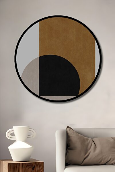 Teona Ahşap Декоративна кръгла маса от МДФ с рамка в абстрактен минималистиче...