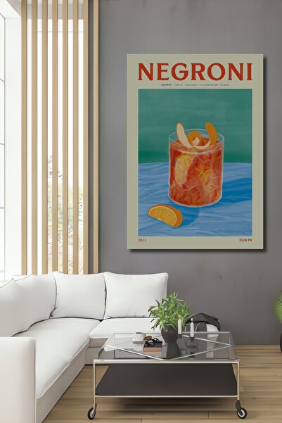 Teona Ahşap Pictură decorativă de perete din lemn MDF Negroni Cocktail, drept...