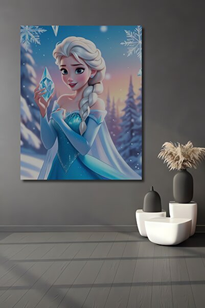 Teona Ahşap Elsa Karlar Ülkesi Ahşap MDF Dekoratif Ev/İşyeri Duvar Tablo Dikd...