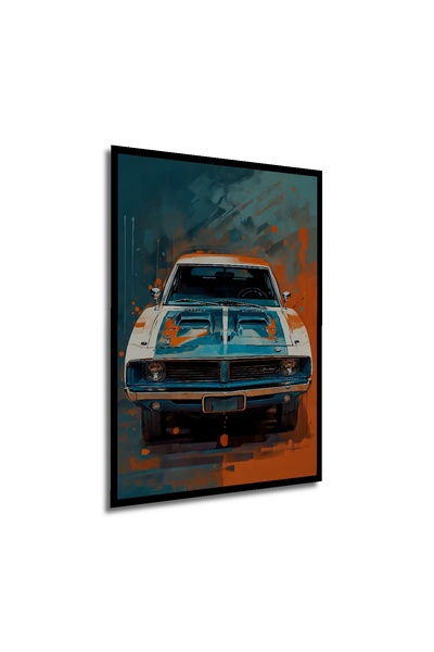 Teona Ahşap Çerçeve Görünümlü Klasik Araba Soyut Sanat Ahşap MDF Dekoratif Tablo Dikdörtgen Tablo