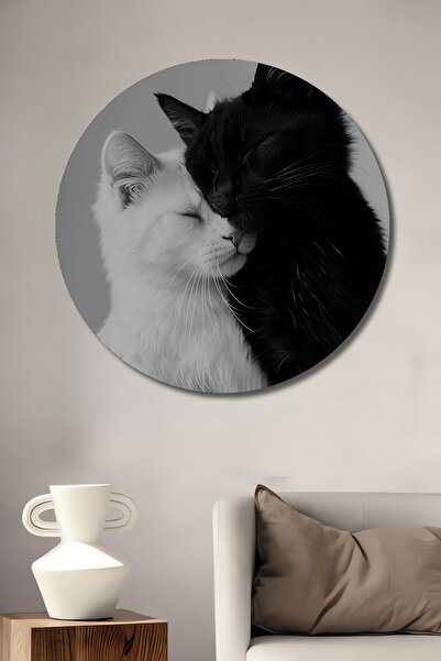 Teona Ahşap Μαύρο και άσπρο Love Cat Ξύλινο MDF Διακοσμητικό Τοιχογραφία για ...