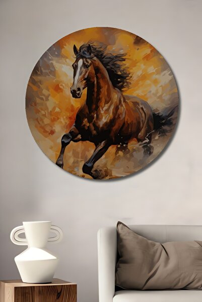 Teona Ahşap Cal care alergă în focuri, tablou decorativ din lemn MDF pentru p...