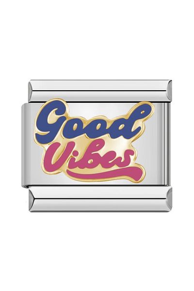 Dumledo Italian Steel Patterned Positive Vibes (Good Vibes) Charm