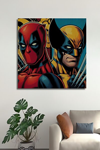 Teona Ahşap Pictură decorativă de perete Deadpool Wolverine din lemn MDF pent...