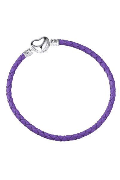 Dumledo Mor Kalp Klips Suni Deri Charm Bileklik