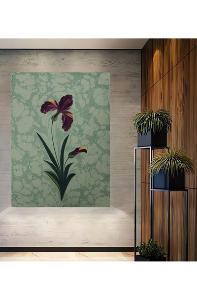 Teona Ahşap Ebru Sanatı Çiçekli Ahşap MDF Dekoratif Ev/İşyeri Duvar Tablo Dik...