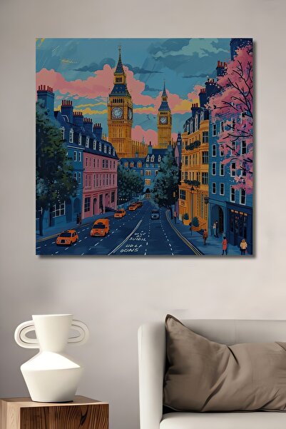 Teona Ahşap Pictură decorativă de perete din lemn MDF, stil Londra, fermecăto...