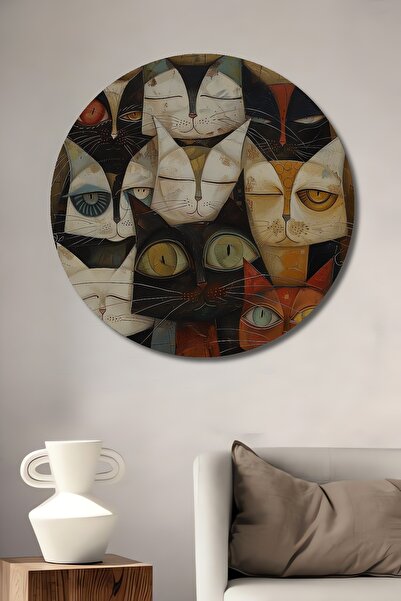 Teona Ahşap Pictură decorativă cu pisică fețe colorate din lemn MDF pentru pe...