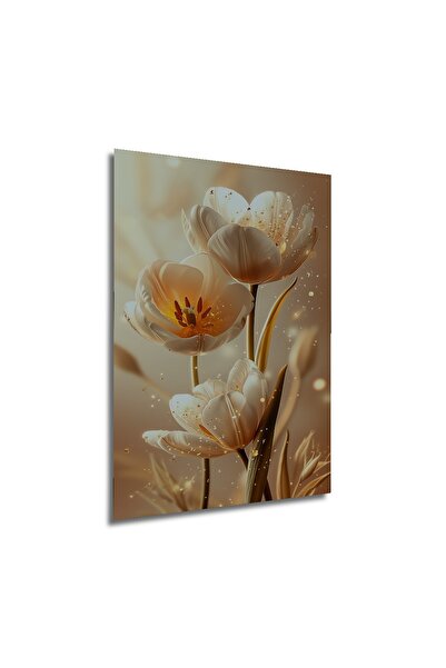 Teona Ahşap Lalelerle Büyüleyici Dekoratif Ahşap MDF Ev/İşyeri Duvar Tablo Dikdörtgen Ev/İşyeri Duvar Tablo