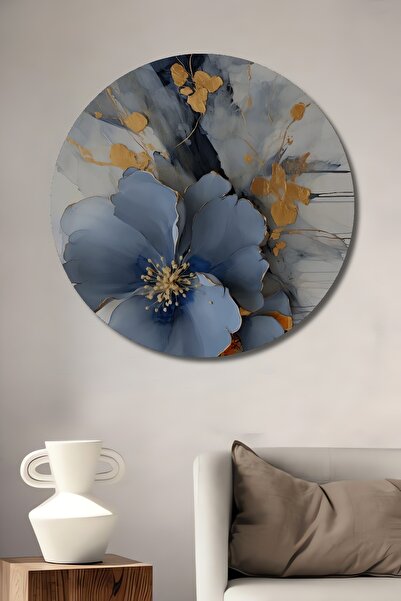Teona Ahşap Pictură murală decorativă din lemn MDF cu flori albastre abstract...