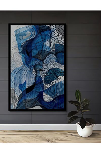 Teona Ahşap Çerçeve Görünümlü Dalgalı Hatlar Soyut Sanat Ahşap MDF Dekoratif ...