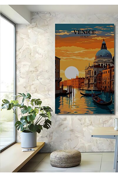 Teona Ahşap Βενετία Sunset Ξύλινο MDF Διακοσμητικό Πίνακας Τοίχου για Σπίτι/Ε...