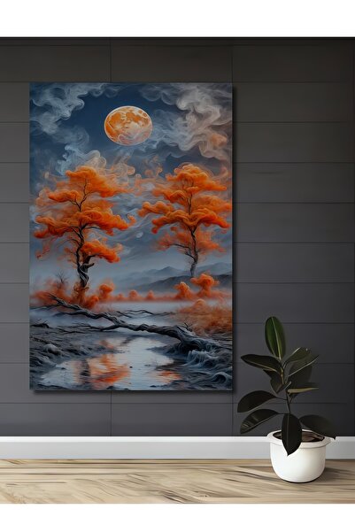 Teona Ahşap Διακοσμητικό Ξύλινο Πίνακα Τοίχου MDF Flame Tree Moonlight για Σπ...