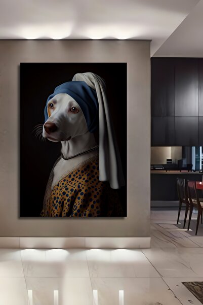 Teona Ahşap Pictură decorativă de perete din lemn MDF cu câine și cercei cu p...