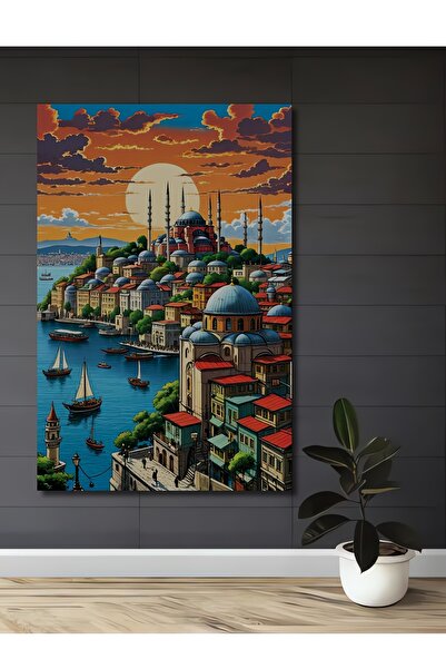 Teona Ahşap Pictură decorativă din lemn MDF cu peisaj din Istanbul pentru per...