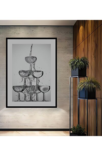 Teona Ahşap Tablou decorativ din lemn MDF cu aspect de cadru, cu efect de apă care se depune, tablou dreptunghiular