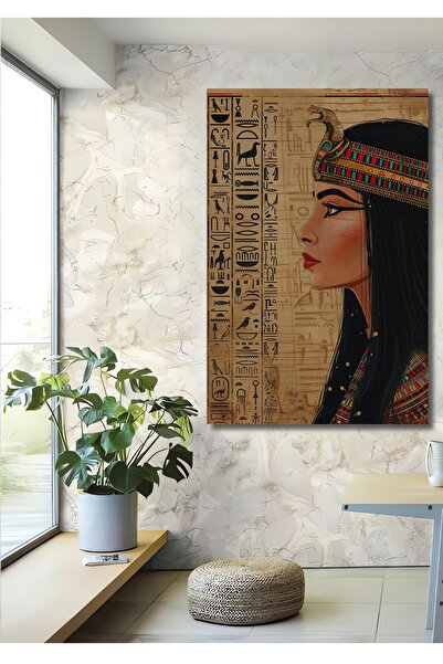 Teona Ahşap Kleopatra Antik Mısır Dekoratif Ahşap MDF Ev/İşyeri Duvar Tablo D...