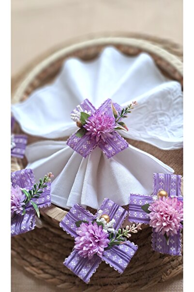 Genel Markalar 6'lı Lila Peçete Yüzüğü Halkası, Şık ve Zarif Yemek Masası Süsü