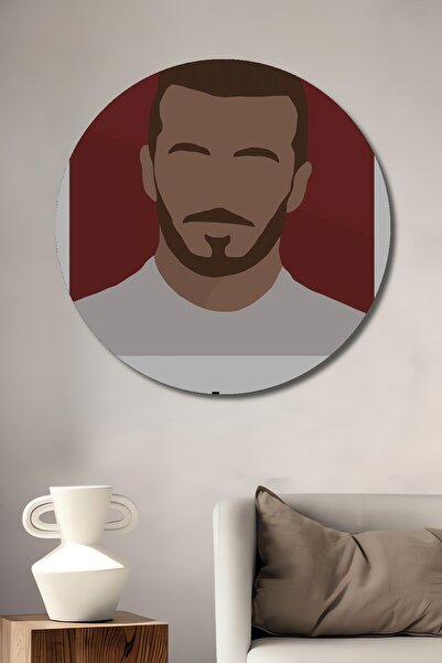 Teona Ahşap Pictură decorativă pe perete din lemn MDF Beckham pentru casă/lugar de muncă Pictură rotundă pe perete pentru casă/lugar de muncă