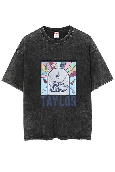 Touz Moda Μπλουζάκι με μοτίβο γάτας Taylor Swift Oversize Vintage