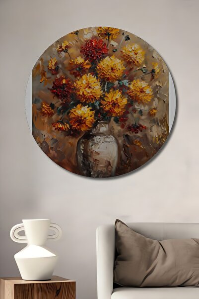 Teona Ahşap Pictură decorativă cu flori portocalii din lemn MDF pentru perete...