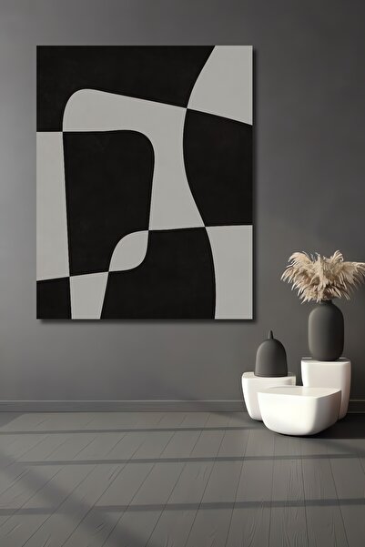 Teona Ahşap Abstract Art Black White Decorative Wood Mdf Home/Workplace Wall ...