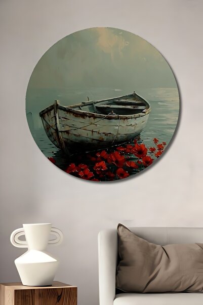 Teona Ahşap Pictură decorativă rotundă din MDF cu măcelar roșu și lemn de santal vechi