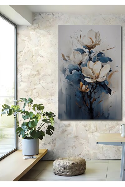Teona Ahşap Zarif Büyük Çiçekler Dekoratif Ahşap MDF Ev/İşyeri Duvar Tablo Di...
