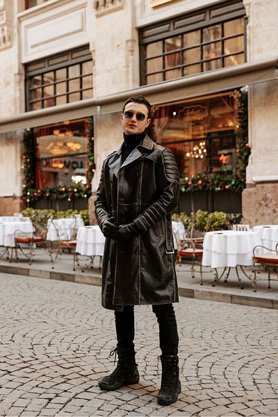 CE-YIL DERİ ÜRÜNLERİ Men's Genuine Trench Cotton with Space