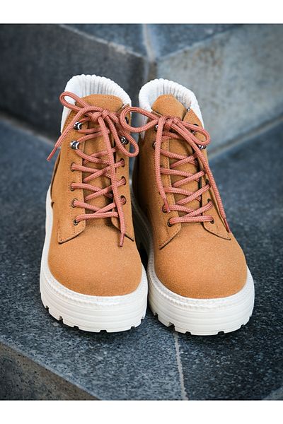 Munshoes Γυναικείες μπότες Margot Tan Suede