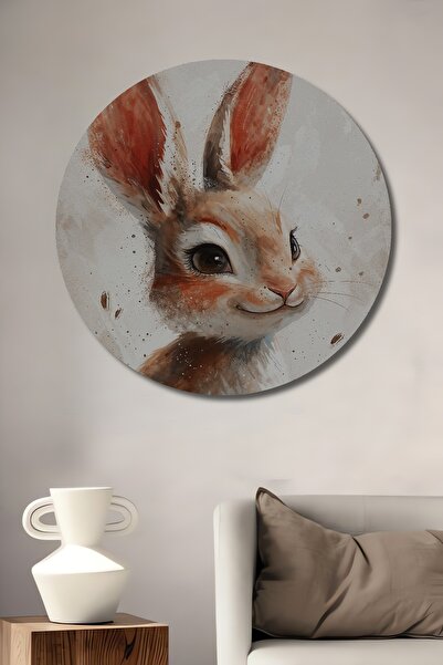 Teona Ahşap Pictură decorativă pe perete din lemn MDF cu iepure, pictură rotu...