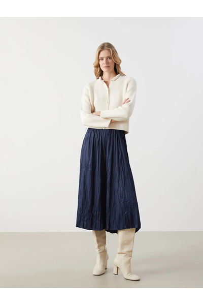 LC Waikiki Ecru Crew Neck Stone Women's Knitwear Cardigan