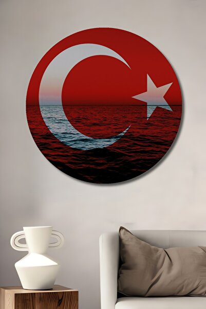 Teona Ahşap Luna înstelată pe peisajul Mării Roșii, pictură decorativă din lemn MDF, pictură rotundă