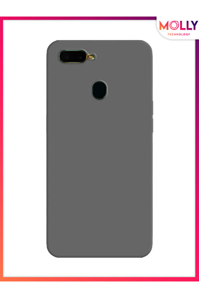 Molly Oppo A5s İçin Gri Liquid İçi Kadife Silikon Kılıf