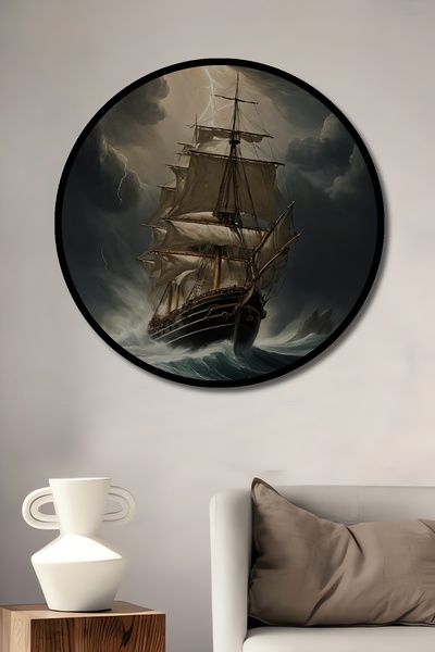 Teona Ahşap Декоративна дървена MDF маса в стил рамка с мотив на бурно море и...