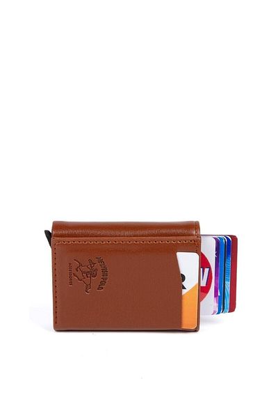 Newish Men's Leather Aluminum Mechanism Slide Wallet - Paper Coin Compartment, Card Holder (7.5X10Cm)