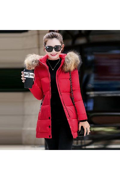 Barbora Winter Fur Collar Medium Length Inflatable Women's Coat