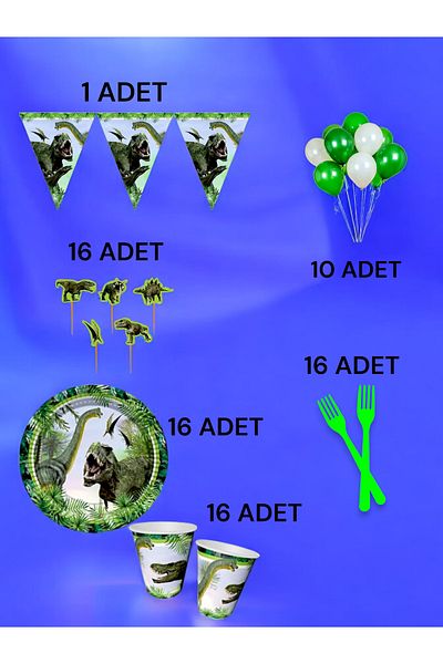 VibeHome Dinosaur Themed m Package for 16 - Birthday Parties and Fun Events