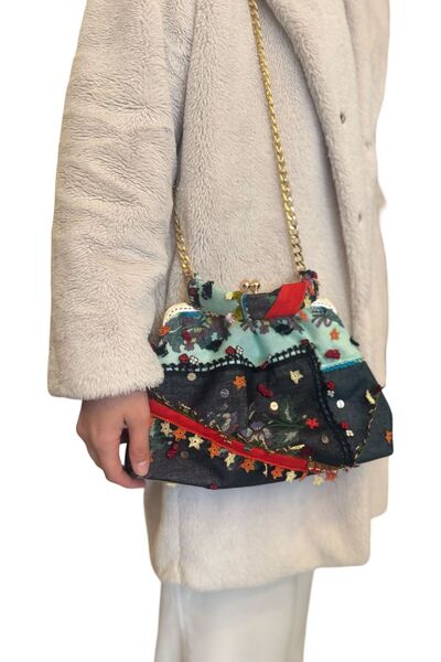 Online İğne Oyası Detaylı Tasarım Burslu Çanta