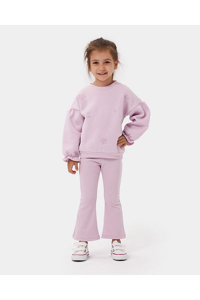 Minipodyum Girl's Floral Embroidered Spanish Leg Leggings Double Set
