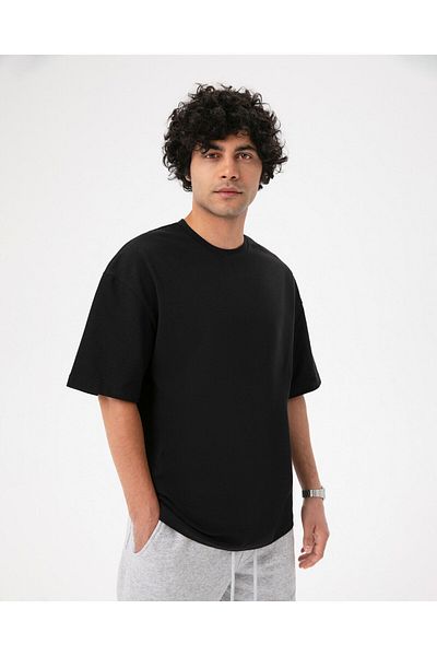 Ayma Active Ανδρικό μπλουζάκι Oversize Μαύρο Οργανικό Βαμβάκι - Κοντό μανίκι