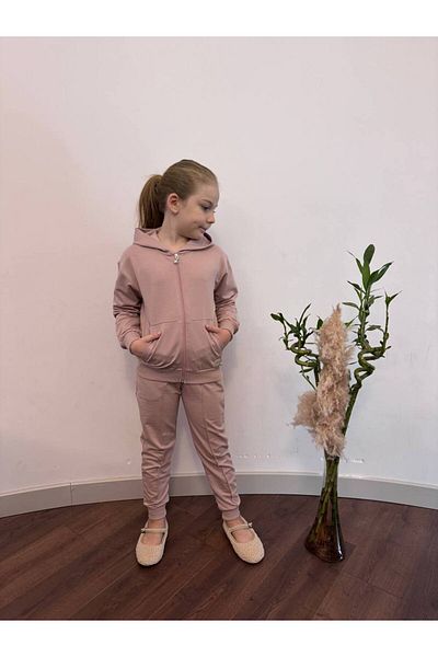 sinmm Σετ φόρμας για κορίτσια με κουκούλα με φερμουάρ 2 τεμαχίων - SNM01